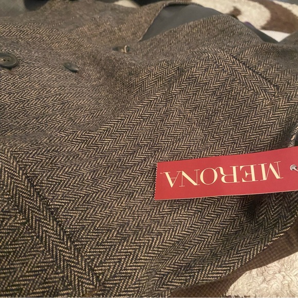 Merona 2 Piece Men’s Brown Tweed Sport Coat Blazer Slim & Matching Vest | Medium - Picture 8 of 11